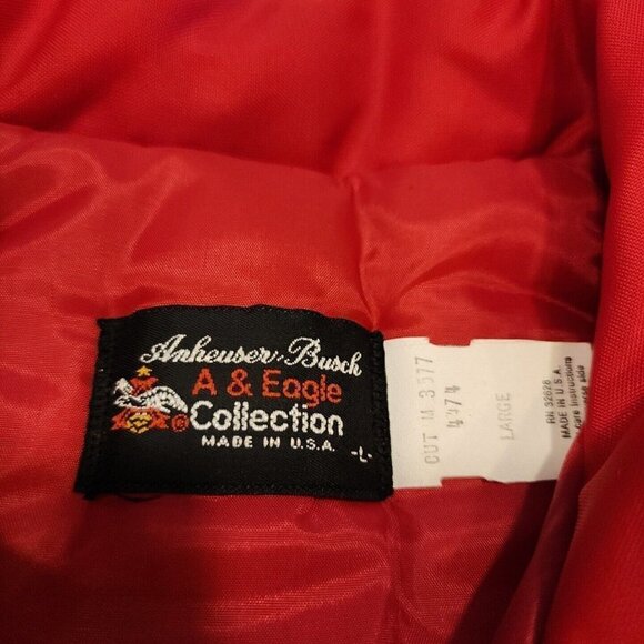 Vintage 1980/90’s Budweiser Snap Button Nylon Jacket Red Size Large excellent - Picture 3 of 8